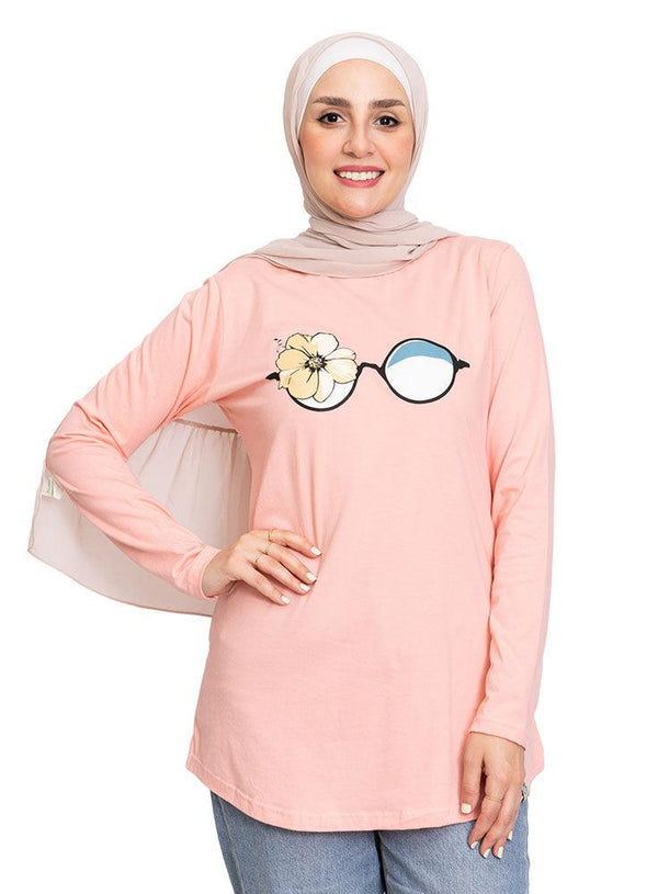 Powder Rose Printed Long - Sleeve Design 41 - Khotwh